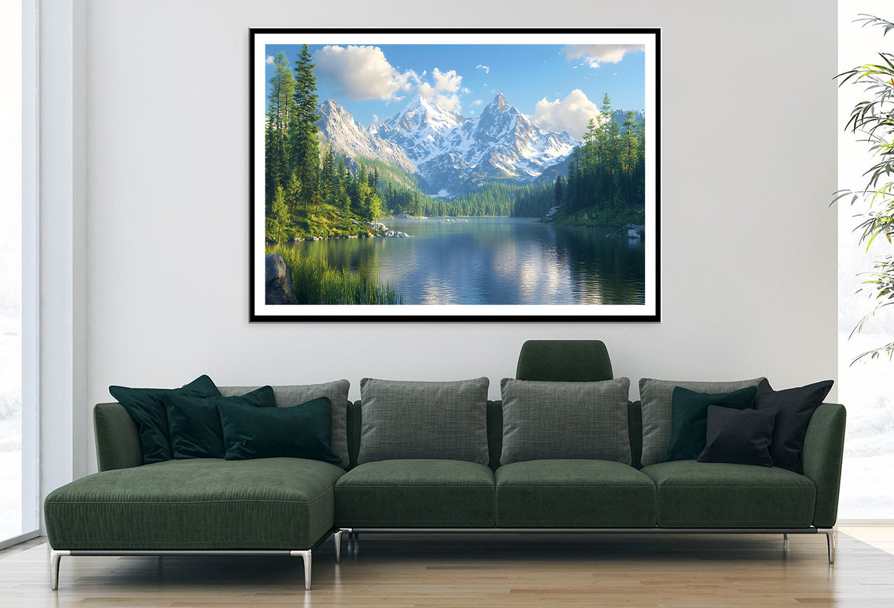 Lake with Trees and Mountains Home Decor Premium Quality Poster Print Choose Your Sizes