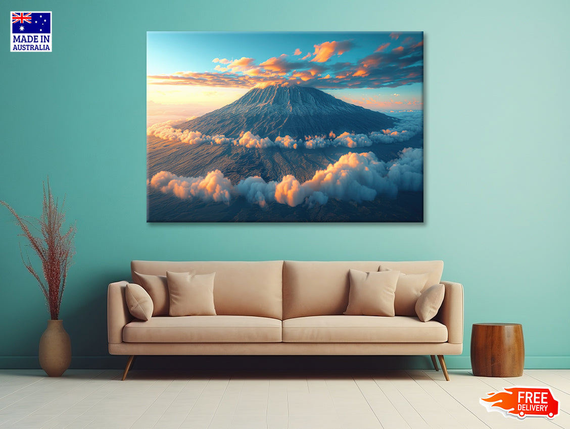 Clouds Around Mount Kilimanjaro Print 100% Australian Made - Bella Home Decor