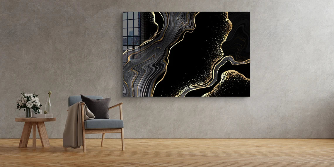 Gold Abstract Marble UV Direct Aluminum Print Australian Made Quality