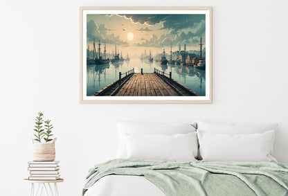 Sunrise Serenity Wooden Pier Fishing at Dawn Home Decor Premium Quality Poster Print Choose Your Sizes