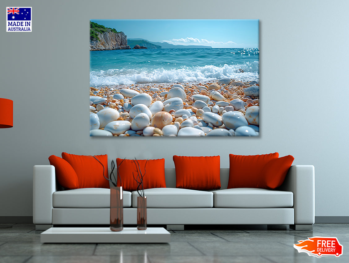 View of Rocks, Beach with Sky Print 100% Australian Made - Bella Home Decor