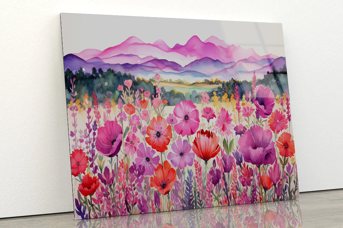 Painting Of a Group of Poppy Flowers Acrylic Glass Print Tempered Glass Wall Art 100% Made in Australia Ready to Hang - Bella Home Decor