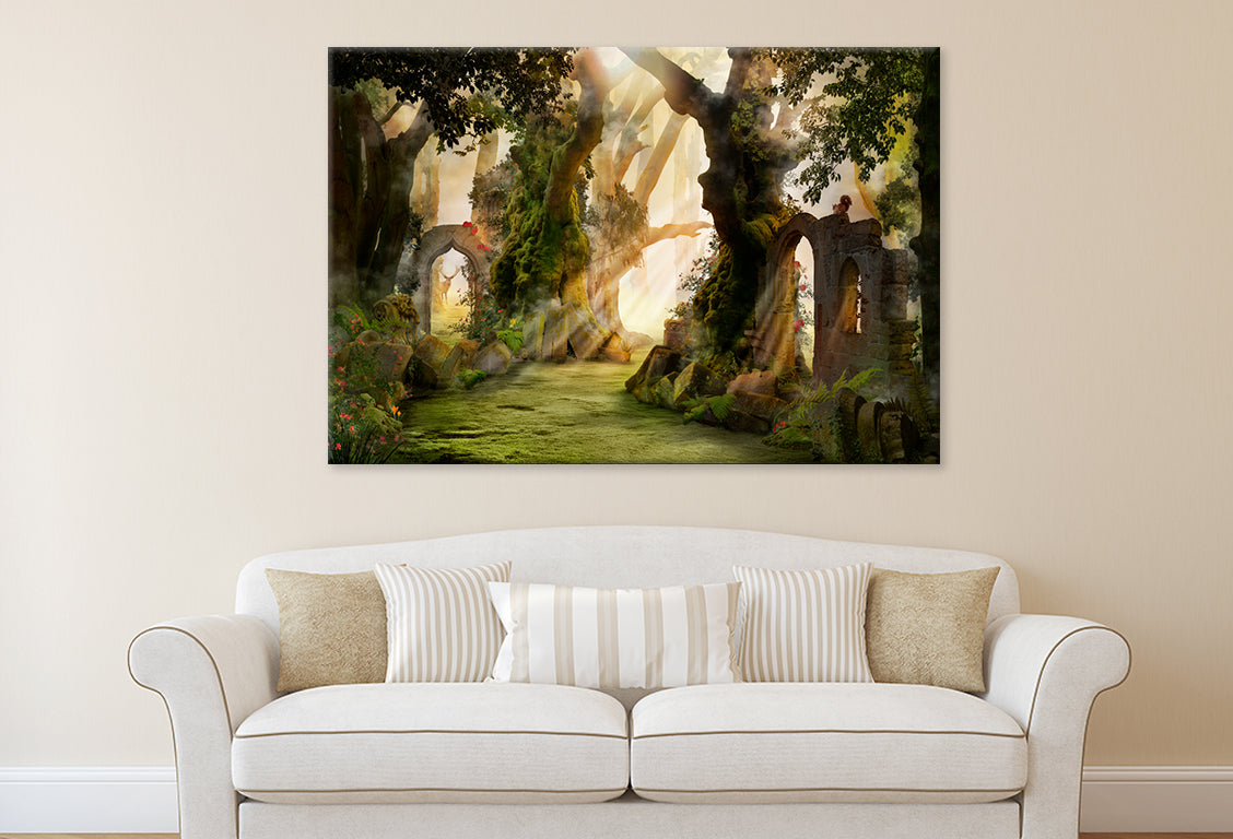 Misty Deep Woods with Archway Wall Art Decor 100% Australian Made - Bella Home Decor