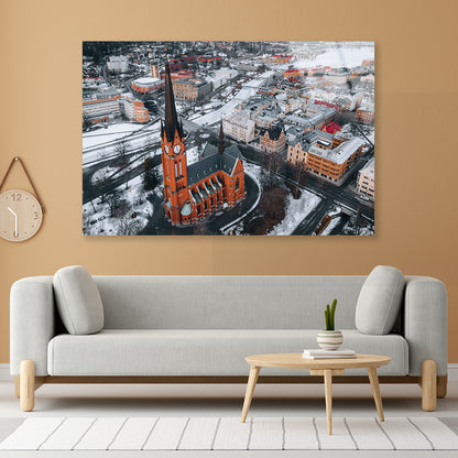 Gustav Adolf Church in Winter Acrylic Glass Print Tempered Glass Wall Art 100% Made in Australia Ready to Hang