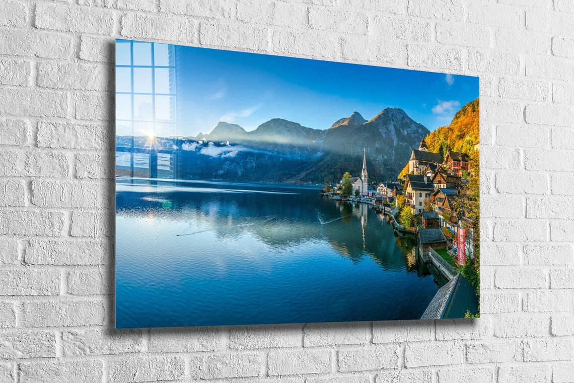 Hallstatt Village Lake UV Direct Aluminum Print Australian Made Quality