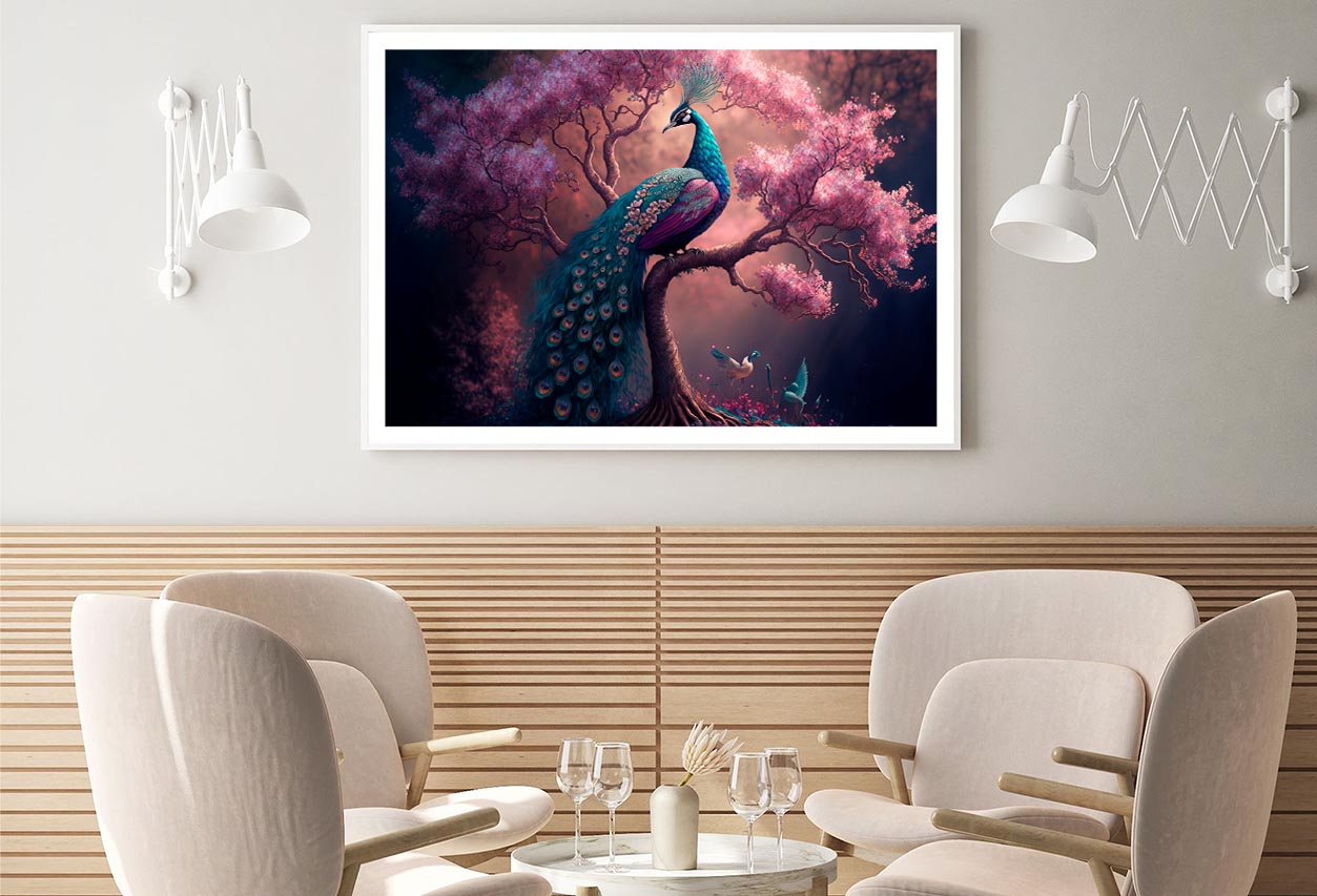 Peacock Sitting on Top of a Tree Home Decor Premium Quality Poster Print Choose Your Sizes