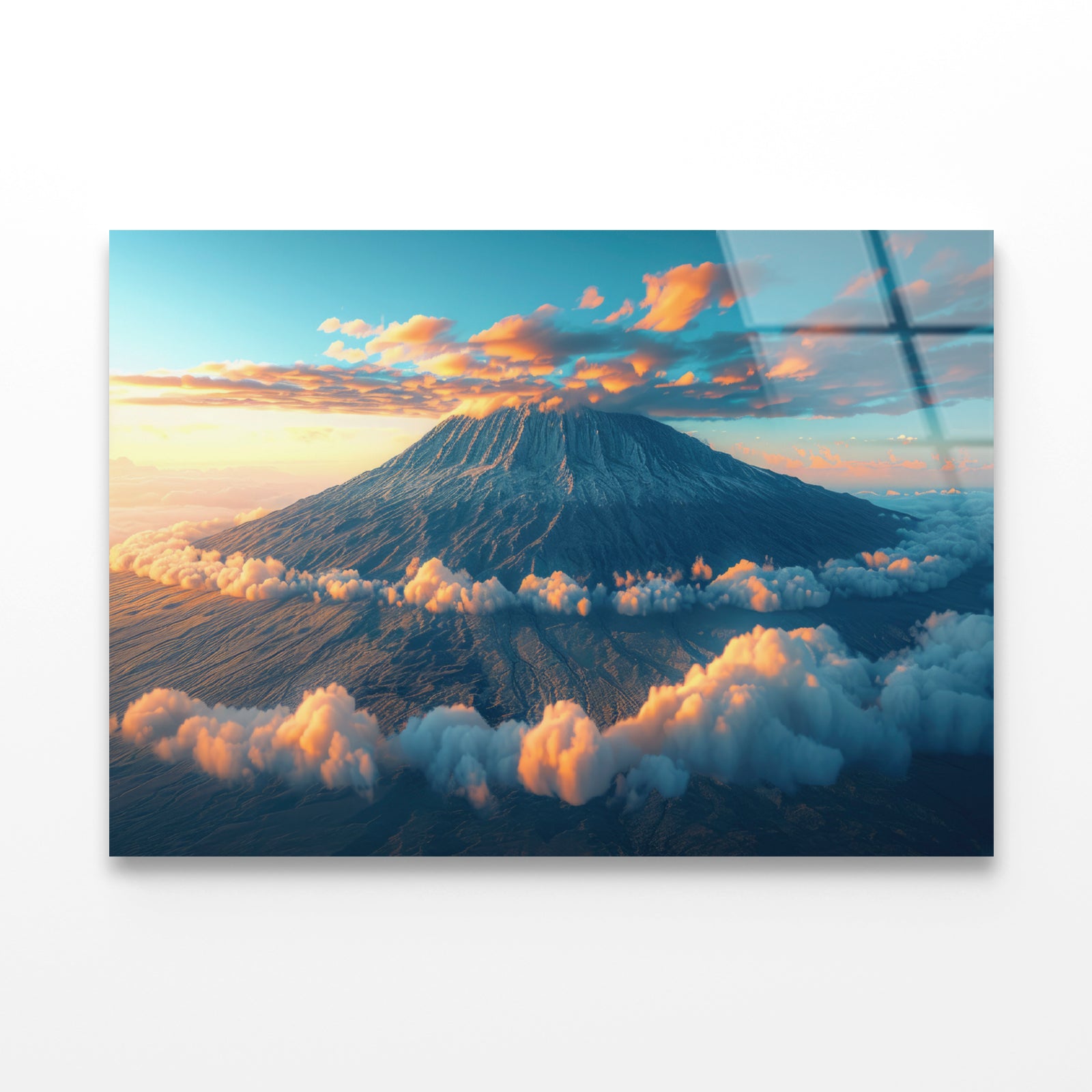 Clouds Around Mount Kilimanjaro Acrylic Glass Print Tempered Glass Wall Art 100% Made in Australia Ready to Hang - Bella Home Decor