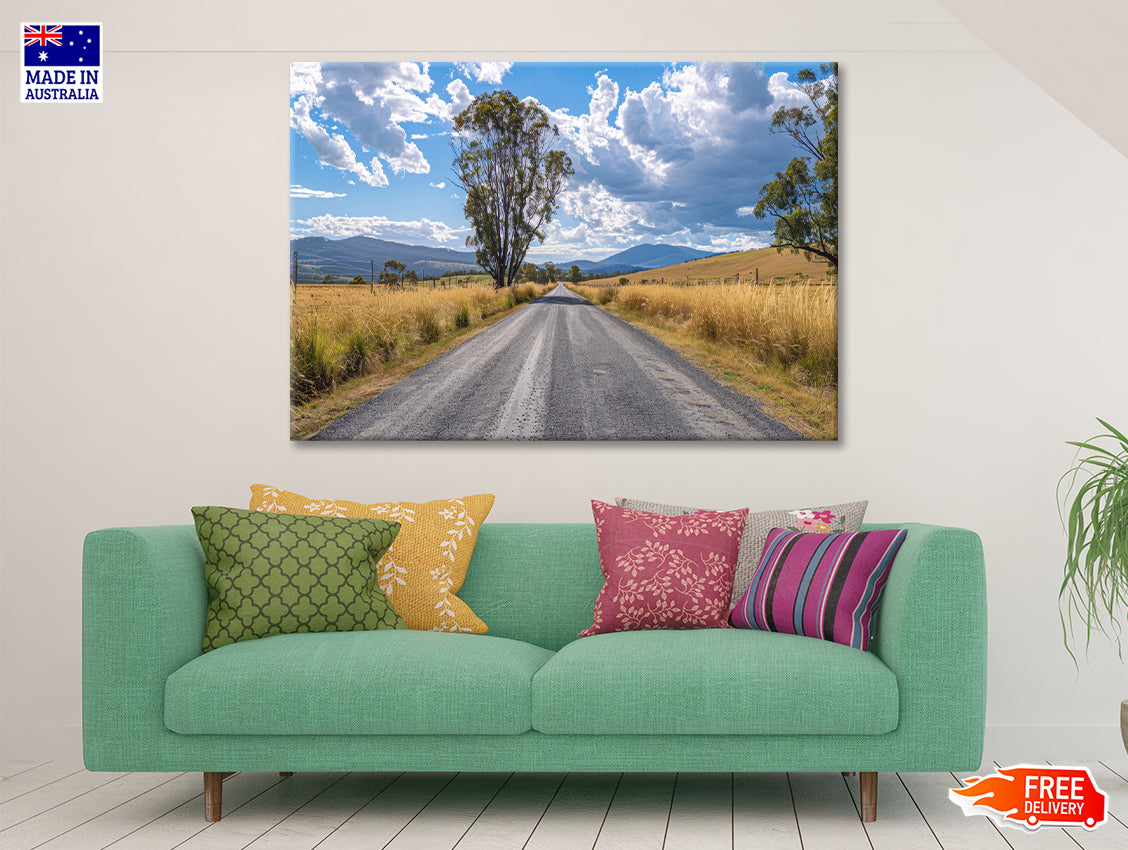 Road with Trees, Sky & Mountains Print 100% Australian Made - Bella Home Decor