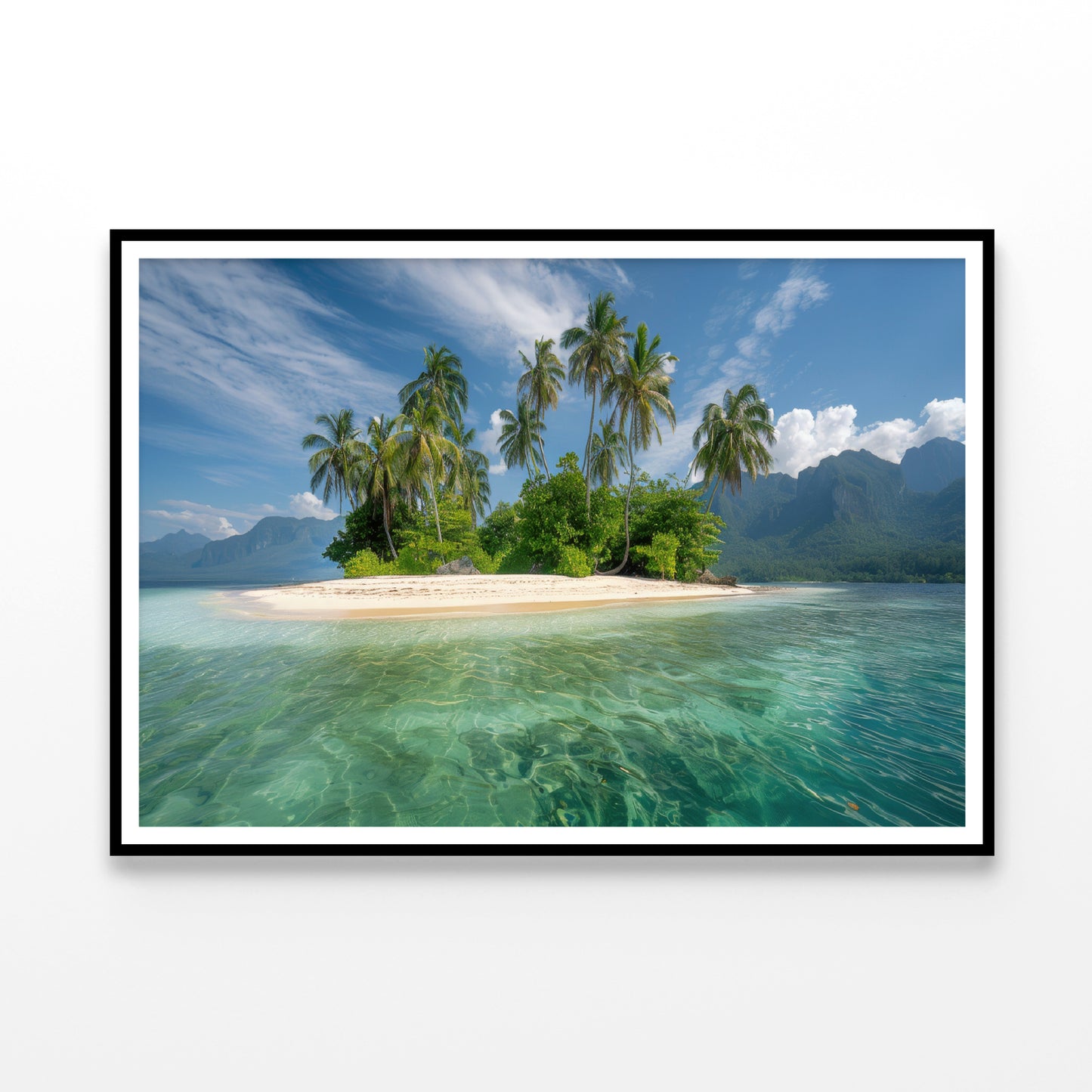 Tropical Island Paradise with Palm Trees Home Decor Premium Quality Poster Print Choose Your Sizes - Bella Home Decor