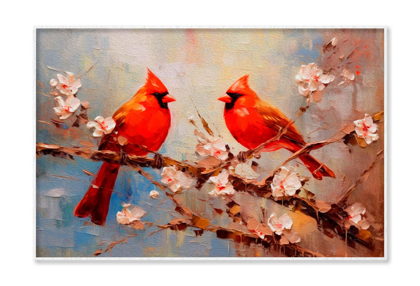 Birds On Blossom Tree Oil Painting Wall Art Limited Edition High Quality Print