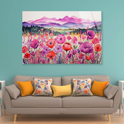 Painting Of a Group of Poppy Flowers Acrylic Glass Print Tempered Glass Wall Art 100% Made in Australia Ready to Hang - Bella Home Decor