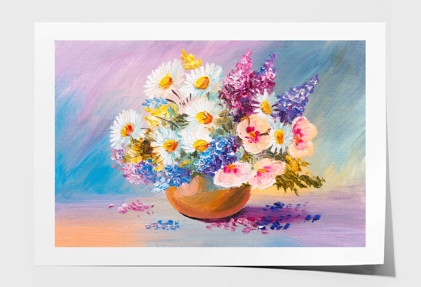 Bouquet Of Summer Flowers, Still Life Oil Painting Limited Edition High Quality Print Unframed Roll Canvas None