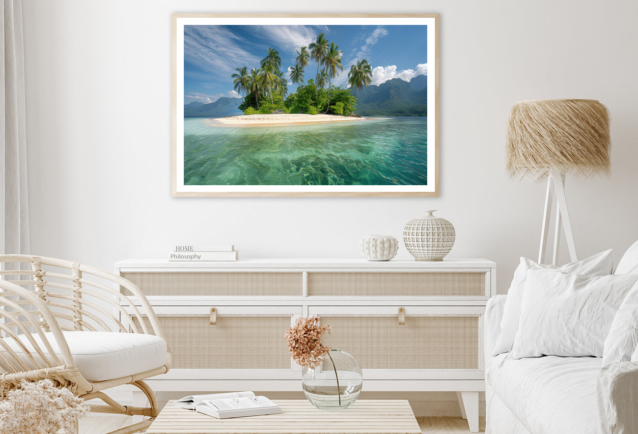 Tropical Island Paradise with Palm Trees Home Decor Premium Quality Poster Print Choose Your Sizes - Bella Home Decor