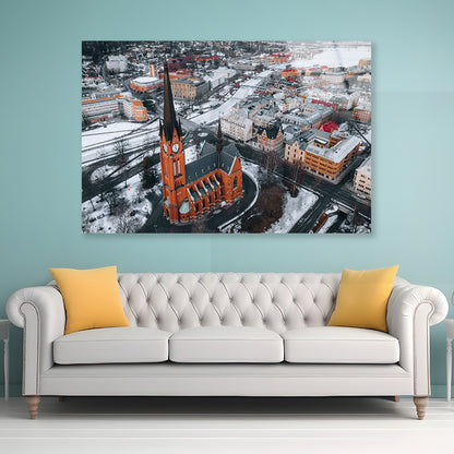 Gustav Adolf Church in Winter Acrylic Glass Print Tempered Glass Wall Art 100% Made in Australia Ready to Hang