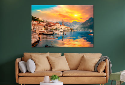 Perast in Bay of Kotor at Sunset Wall Art Decor 100% Australian Made - Bella Home Decor
