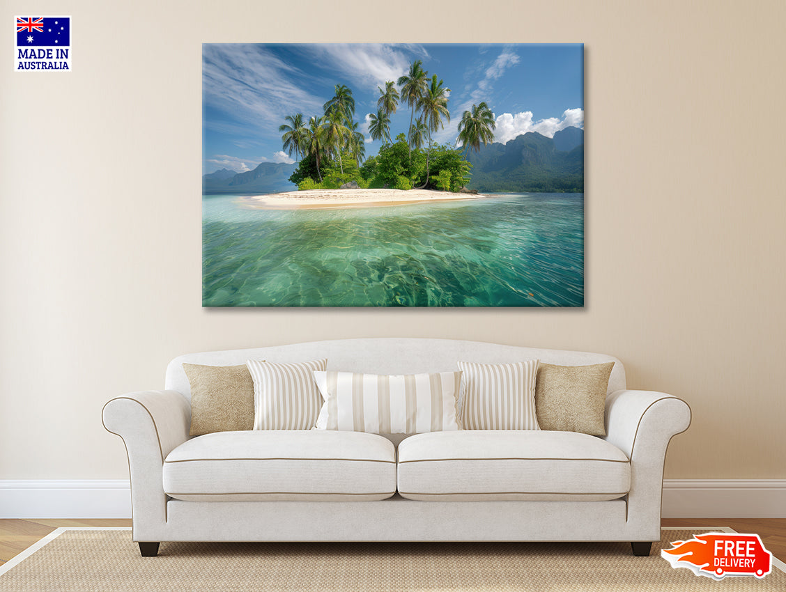Tropical Island Paradise with Palm Trees Print 100% Australian Made - Bella Home Decor