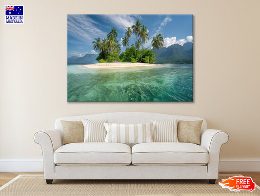 Tropical Island Paradise with Palm Trees Print 100% Australian Made - Bella Home Decor