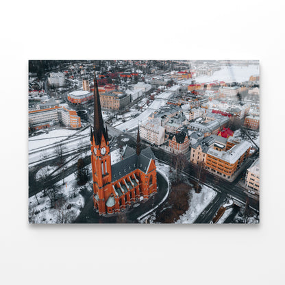 Gustav Adolf Church in Winter Acrylic Glass Print Tempered Glass Wall Art 100% Made in Australia Ready to Hang