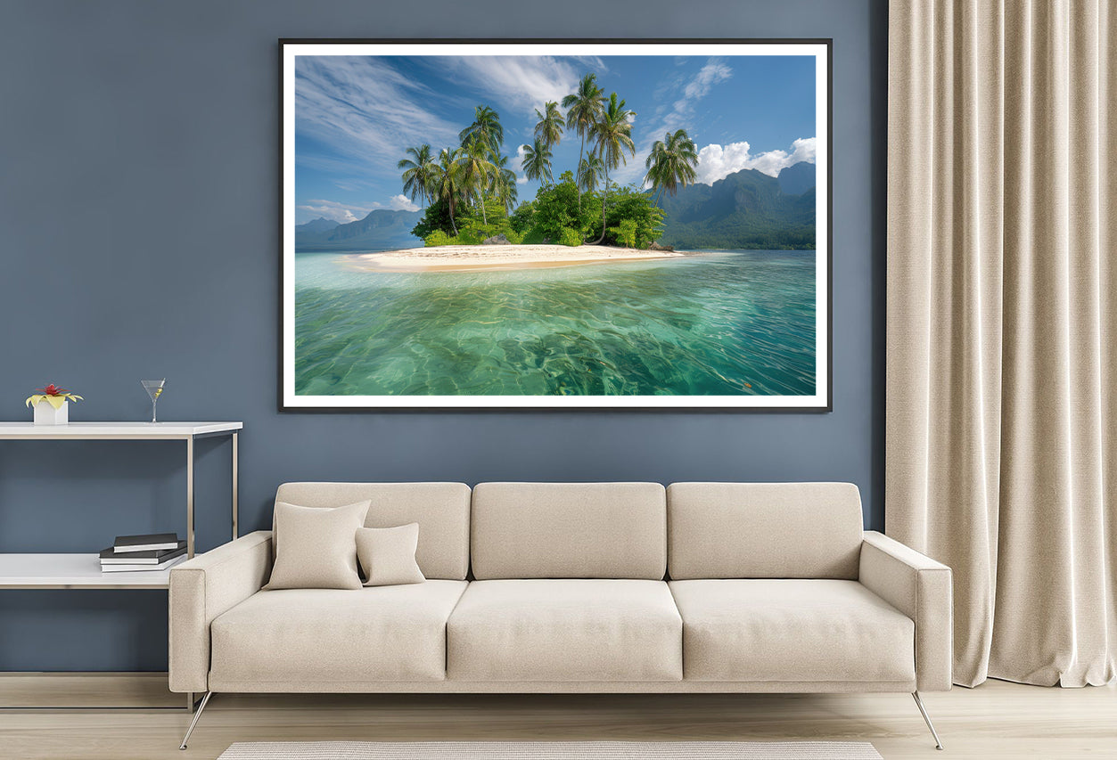 Tropical Island Paradise with Palm Trees Home Decor Premium Quality Poster Print Choose Your Sizes - Bella Home Decor
