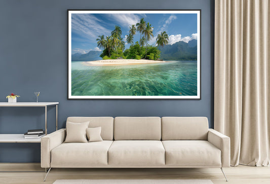Tropical Island Paradise with Palm Trees Home Decor Premium Quality Poster Print Choose Your Sizes - Bella Home Decor