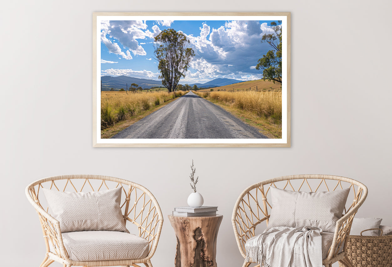 Road with Trees, Sky & Mountains Home Decor Premium Quality Poster Print Choose Your Sizes - Bella Home Decor