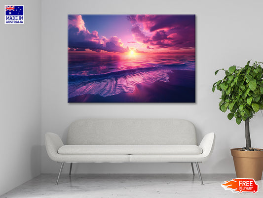 Sunset with Pink Sky in Seashore Print 100% Australian Made - Bella Home Decor