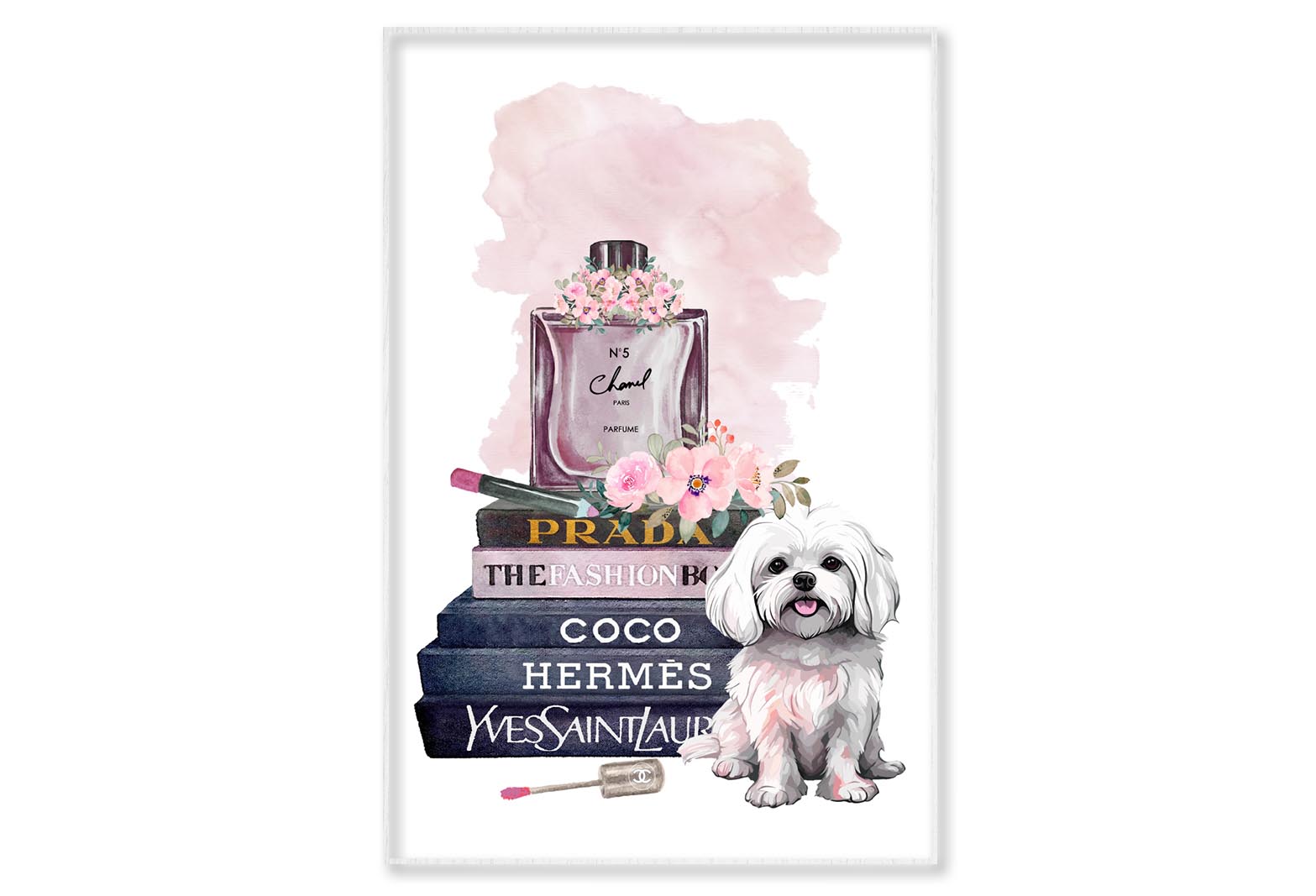 Perfume Maltese Dog Wall Art Limited Edition High Quality Print Canvas Box Framed White