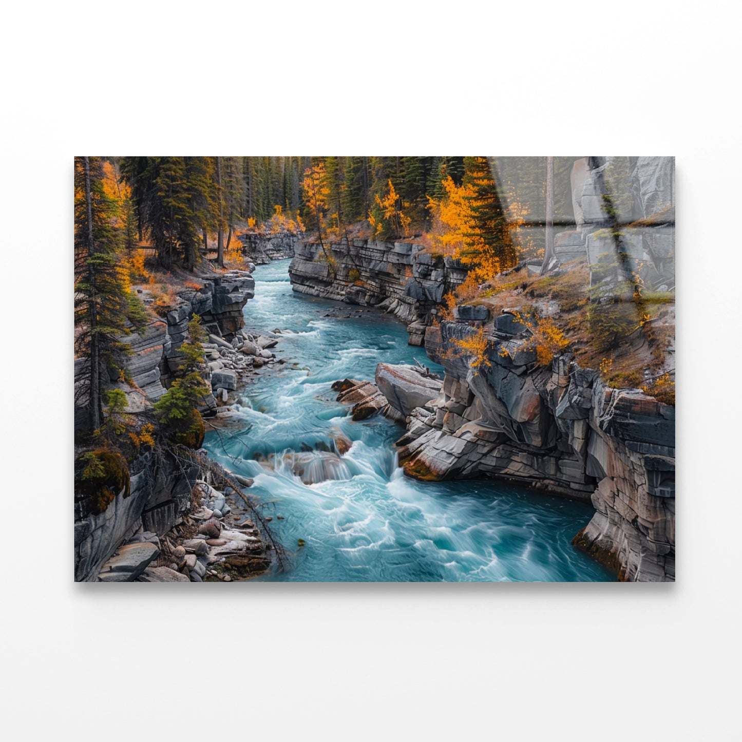 A River Flowing Through a Rocky Area Acrylic Glass Print Tempered Glass Wall Art 100% Made in Australia Ready to Hang