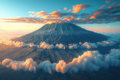 Clouds Around Mount Kilimanjaro Print 100% Australian Made - Bella Home Decor