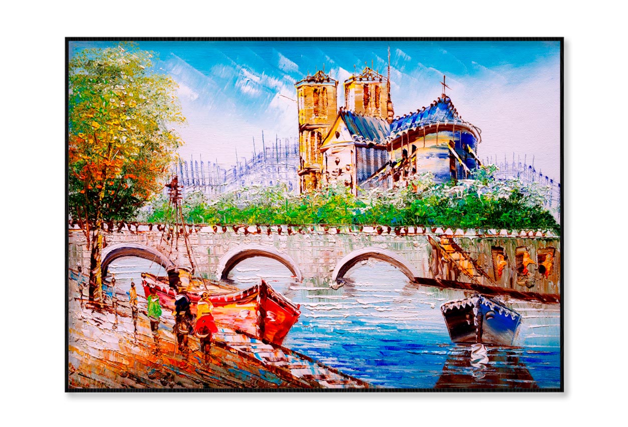 Oil Painting - Street View of Paris Home Decor Premium Quality Poster Print Choose Your Sizes