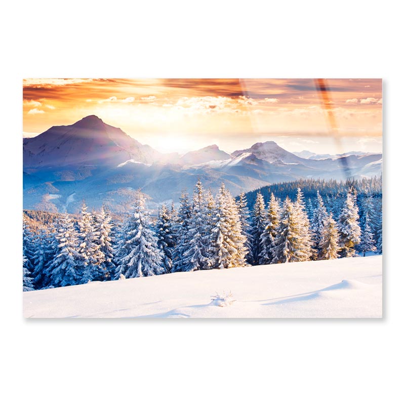 Fantastic Evening Winter Landscape Acrylic Glass Print Tempered Glass Wall Art 100% Made in Australia Ready to Hang - Bella Home Decor