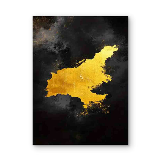 Abstract Map Design with Yellow & Black 60x90cm Metal Print Ready to Hang