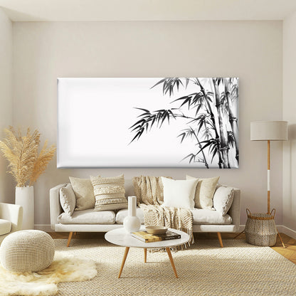 Black Ink Bamboo Stalks Art Wall Art Canvas Office Home Room Framed 120x60cm
