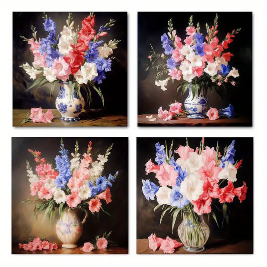 4pcs Vase Elegant Modern Home  MH  Wall Art Canvas Framed