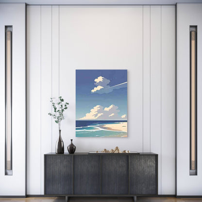 Beach Cloud ,Seascape Sky Painting 60x90cm Metal Print Ready to Hang - Bella Home Decor