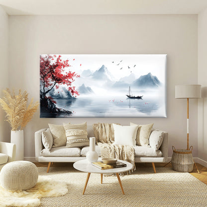 Misty Mountains Lake Wa Wall Art Canvas Office Home Room Framed 120x60cm