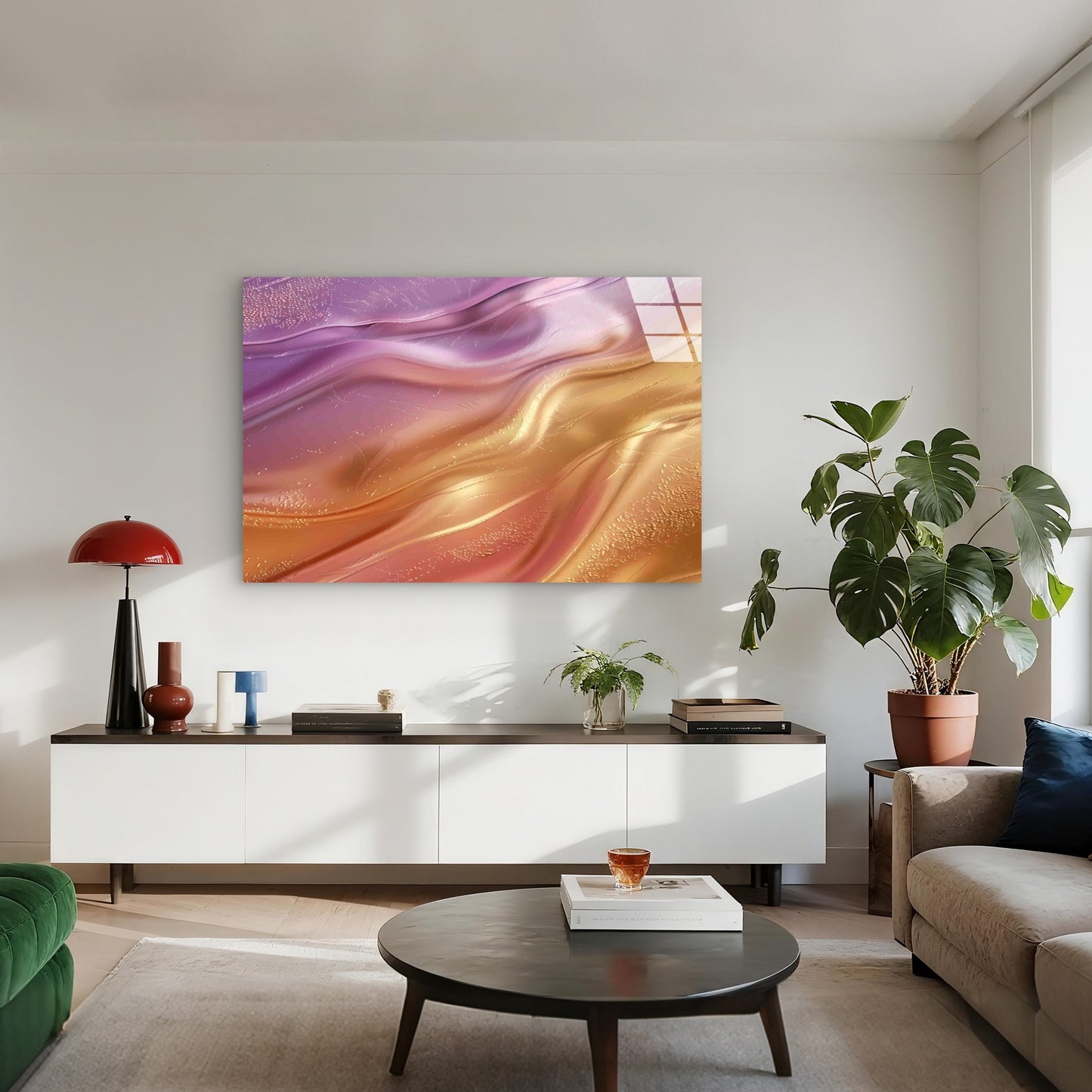 Abstract Shimmer Lavend Tempered Glass Printing Wall Art Australian Made Quality