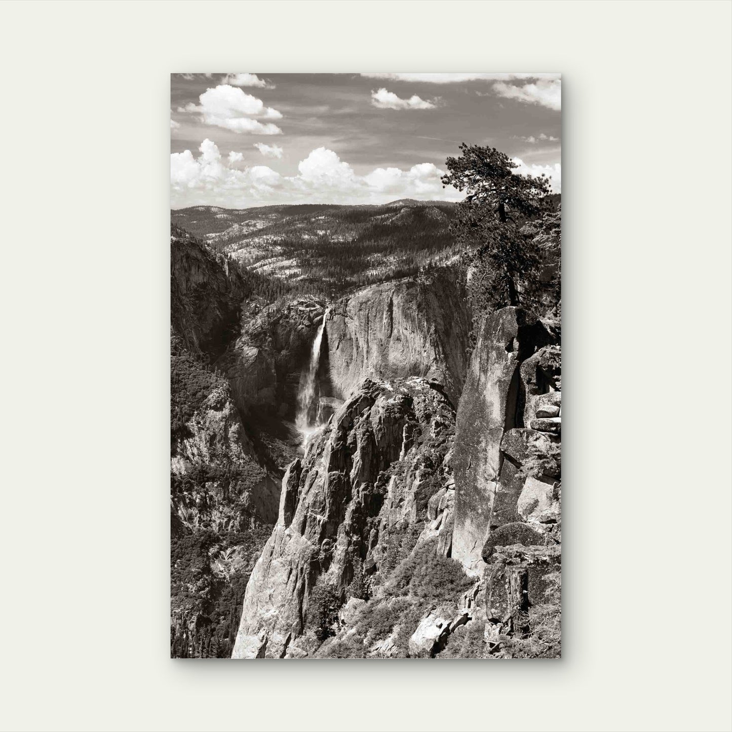 Yosemite Mountain Ridge With Waterfall 60x90cm Metal Print Ready to Hang