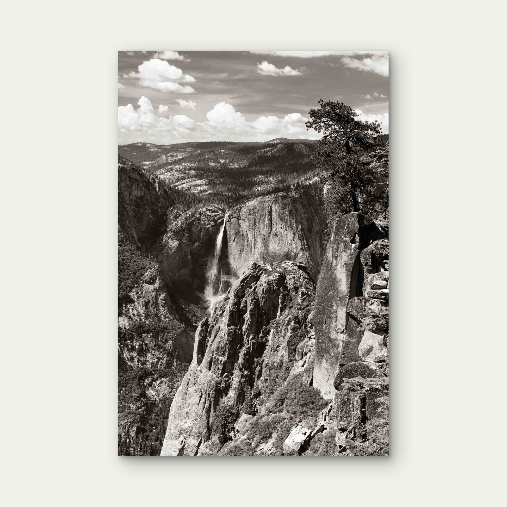 Yosemite Mountain Ridge With Waterfall 60x90cm Metal Print Ready to Hang