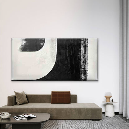 Bold Black & White Design Wall Art Canvas Office Home Room Framed 120x60cm