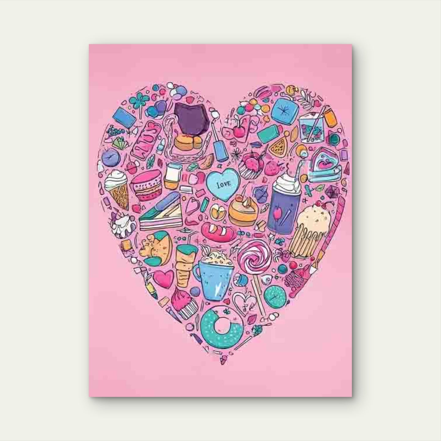 I Love Sweet Treats Heart-Shaped 60x90cm Metal Print Ready to Hang