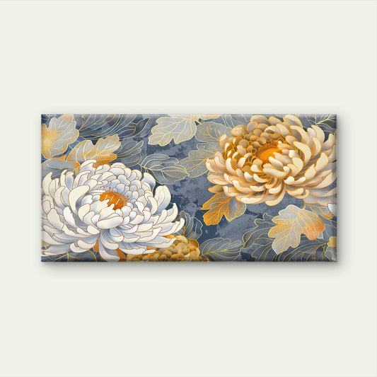 Glam Golden Leaf Floral Blossom Wall Art Canvas Office Home Room Framed 120x60cm