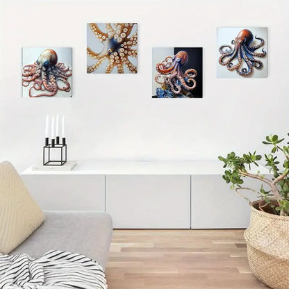 4pcs Octopus Art Deco Elegant Wall Art Canvas Framed