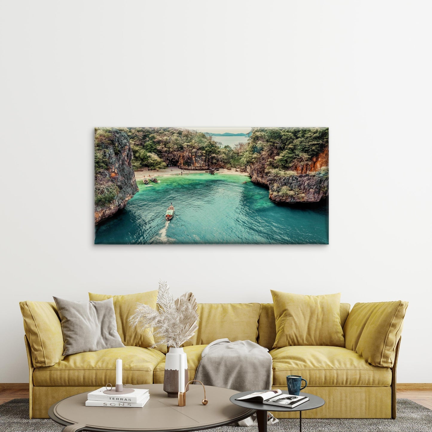 Aerial View Of Krabi Island Wall Art Canvas Office Home Room Framed 120x60cm - Bella Home Decor