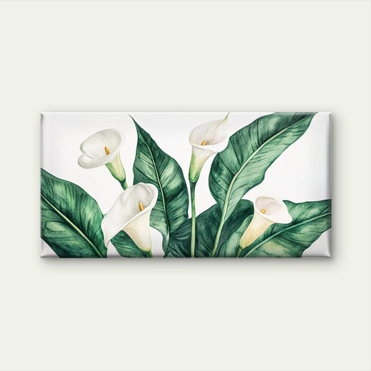 White Lilies, Green Leaves Wall Art Canvas Office Home Room Framed 120x60cm