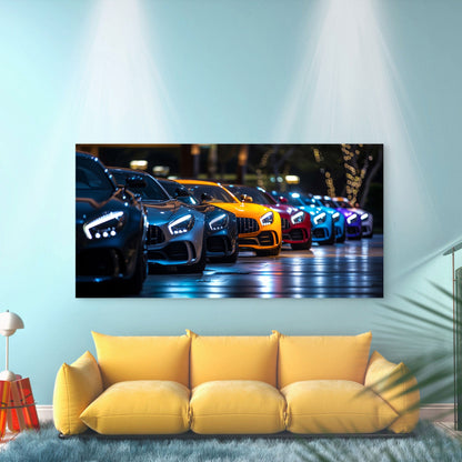 Colorful Mercedes AMG GT Lineup Wall Art Canvas Office Home Room Framed 120x60cm