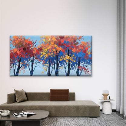 Abstract Painting Autumn Tree Wall Art Canvas Office Home Room Framed 120x60cm