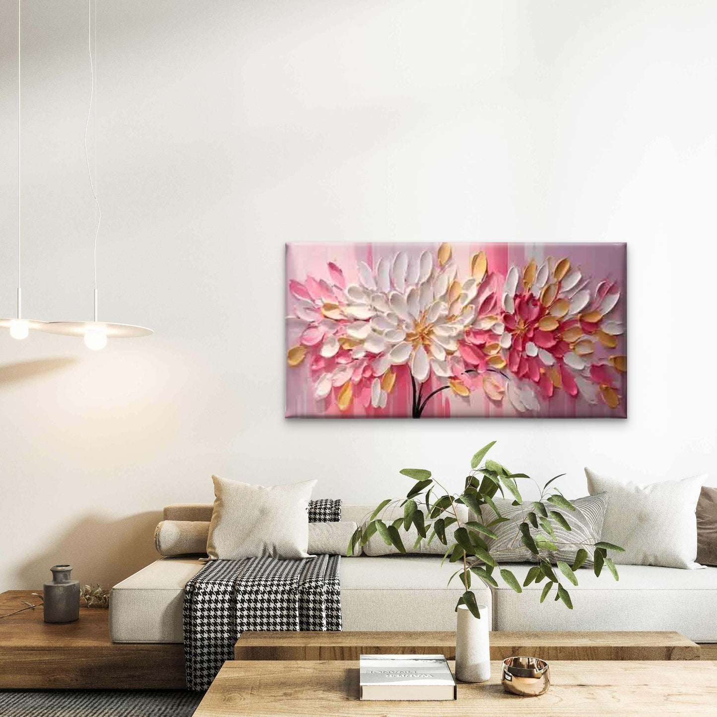 Minimalist Abstract Floral Wall Art Canvas Office Home Room Framed 120x60cm - Bella Home Decor