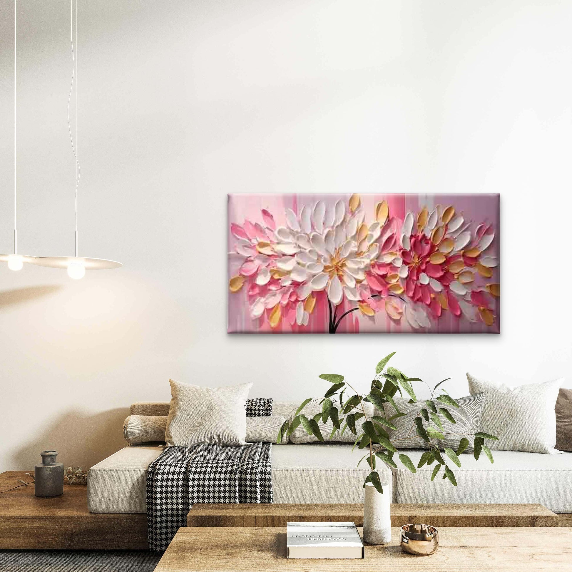 Minimalist Abstract Floral Wall Art Canvas Office Home Room Framed 120x60cm - Bella Home Decor
