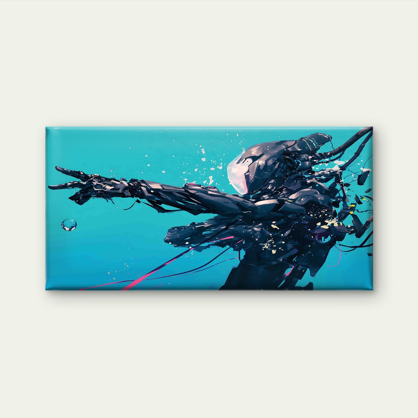 Modern Cyberpunk Silhouette Wall Art Canvas Office Home Room Framed 120x60cm - Bella Home Decor